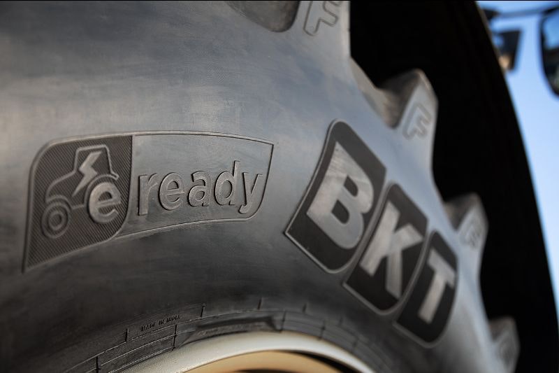 BKT officials say the company's first E-Ready tire, the AgrimaxFactor, is designed for tillage and transportation applications.