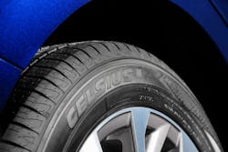 According to Toyo officials, the Celsius II tread pattern utilizes two designs – the outer tread carries all-season attributes for wet and dry performance, maintaining traction from the balance of sipe density and interlocking multi-wave sipes. The inside tread utilizes more winter-focused characteristics for ice and snow traction with high sipe density and zigzag-shaped tread blocks. According to Toyo officials, the Celsius II tread pattern utilizes two designs – the outer tread carries all-season attributes for wet and dry performance, maintaining traction from the balance of sipe density and interlocking multi-wave sipes. The inside tread utilizes more winter-focused characteristics for ice and snow traction with high sipe density and zigzag-shaped tread blocks.