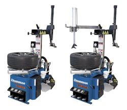The DT-50 and DT-50A include a swing-arm design and steel clamps to handle 12-inch to 16-inch wheels, including low-profile and run-flat beads. The DT-50 and DT-50A include a swing-arm design and steel clamps to handle 12-inch to 16-inch wheels, including low-profile and run-flat beads.