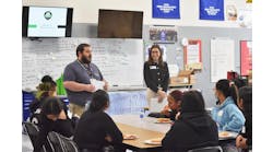 Julie Holmes, co-CEO of Virginia Tire &amp; Auto, was invited by Eric Goldwin of Manassa City Schools to talk to female high-school students about the automotive industry at Osbourn High School in Manassas, Va.