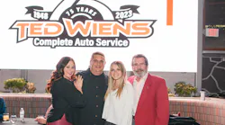 Ted Wiens Tire & Auto was founded by the late Ted Wiens Sr. in 1948. Pictured are the second, third and fourth generation of Wiens family members who now run the dealership. (From left to right, Jennifer Wiens, the company's brand manager; her husband, Vice President Ted Wiens III; President Ted Wiens Jr.; and Brianna Wiens, the dealership's development manager.)