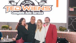 Ted Wiens Tire &amp; Auto was founded by the late Ted Wiens Sr. in 1948. Pictured are the second, third and fourth generation of Wiens family members who now run the dealership. (From left to right, Jennifer Wiens, the company&apos;s brand manager; her husband, Vice President Ted Wiens III; President Ted Wiens Jr.; and Brianna Wiens, the dealership&apos;s development manager.)