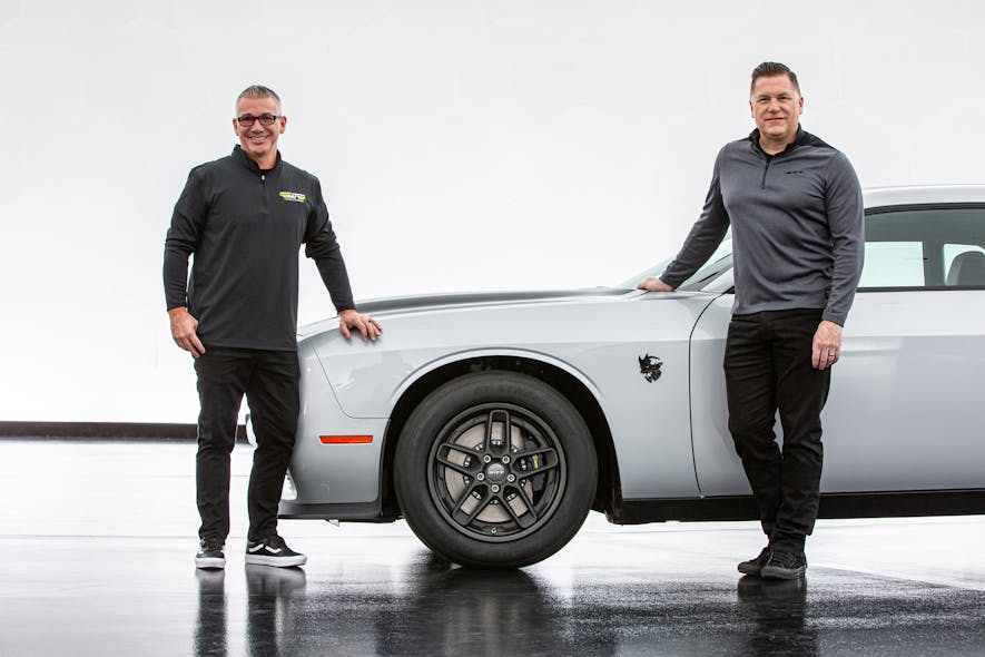 &ldquo;Nobody puts power to the ground like Mickey and nobody creates power like Dodge,&rdquo; notes Dominick Montouri, president of Mickey Thompson Tires &amp; Wheels (left).