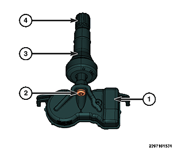 The tire pressure sensor, valve stem and all valve stem components including the cap and valve core can be serviced and replaced individually.