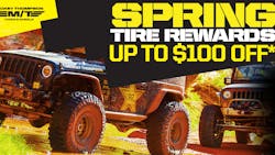 Consumers can earn up to a $100 rebate on the purchase of four eligible tires. Consumers can earn up to a $100 rebate on the purchase of four eligible tires.