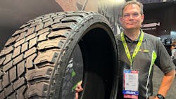 “There are synergies between different product categories that we can capitalize on,” says Michael Mathis, president of Atturo Tire Corp., pictured at the 2022 Specialty Equipment Market Association Show. “There are synergies between different product categories that we can capitalize on,” says Michael Mathis, president of Atturo Tire Corp., pictured at the 2022 Specialty Equipment Market Association Show.