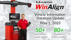 Hunter Engineering Co. has updated its database of alignment specifications with data for 50-plus new vehicle models. Hunter Engineering Co. has updated its database of alignment specifications with data for 50-plus new vehicle models.