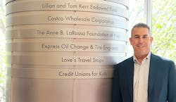 Jim Durkin, CEO of Express Oil Change & Tire Engineers, stands beside the pillar at Children's of Alabama hospital that bears the company's name for its longtime support. Jim Durkin, CEO of Express Oil Change & Tire Engineers, stands beside the pillar at Children's of Alabama hospital that bears the company's name for its longtime support.