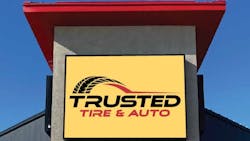 Trusted Tire &amp; Auto is in the midst of a rebranding project as it takes on a new name, as shown in this rendering.