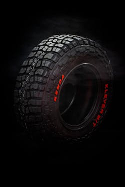 American Kenda Rubber Co. Ltd.&apos;s newest mud-terrain tire, the Klever M/T2, features a raised, red-letter sidewall on some 35- and 37-inch sizes.