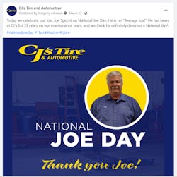 Leanne Bolger, director of marketing, for CJ&rsquo;s Tire &amp; Automotive, says social media posts that highlight people who work for the dealership receive more hits than posts about what&rsquo;s on sale.