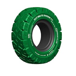 The Ultimate Green XT for forklifts from GRI is among the company's specialty tires made with recycled carbon black. The Ultimate Green XT for forklifts from GRI is among the company's specialty tires made with recycled carbon black.