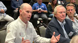 Eric Snyder, senior director of federal government affairs for SEMA, discusses the importance of the Right to Repair movement, seated next to TIA CEO Dick Gust.