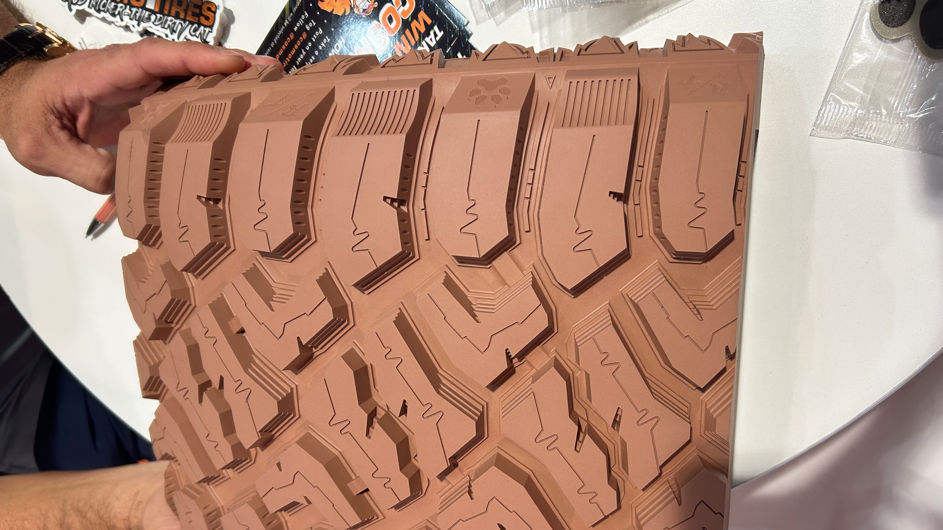 The Cosmo Rockit R/T has deep tread and grooves to expel rocks and water more easily.