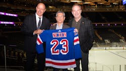 “We are thrilled to announce the partnership between Nexen Tire and the New York Rangers,” says Brian Yoonseok Han, CEO of Nexen Tire America Inc. (center.) “We are thrilled to announce the partnership between Nexen Tire and the New York Rangers,” says Brian Yoonseok Han, CEO of Nexen Tire America Inc. (center.)