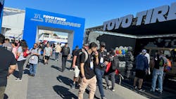 Toyo continues to invest in its research, development and manufacturing capabilities. (Pictured, Toyo&apos;s TreadPass area at the recent SEMA Show in Las Vegas, Nev.)