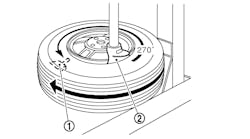 When removing the sensor, place the wheel and tire onto the tire changer so the sensor is at the bottom and 270 degrees from the mounting/demounting head. When removing the sensor, place the wheel and tire onto the tire changer so the sensor is at the bottom and 270 degrees from the mounting/demounting head.
