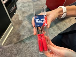 The mini pry bar set features a curved and straight blade option. The smallest pry bars measure around five inches. The mini pry bar set features a curved and straight blade option. The smallest pry bars measure around five inches.