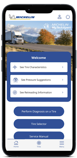 Michelin's new MyTechXpert app brings all the data from the tiremaker's technical data book into an online database accessible from any smartphone. Michelin's new MyTechXpert app brings all the data from the tiremaker's technical data book into an online database accessible from any smartphone.