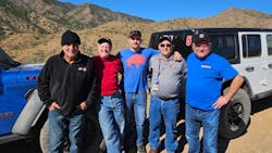 American Kenda Rubber Co. Ltd. customers attended the company’s recent Boot Camp event In Arizona. (Pictured, from left to right, are Joe Cambria Sr., North Gateway Tire; Brandon Stotsenburg, vice president, automotive, Kenda; Brent Hershberger, Holmes Tire; Joe Hershberger, Holmes Tire; and Rich Rogenski, Westside Tire & Service.) American Kenda Rubber Co. Ltd. customers attended the company’s recent Boot Camp event In Arizona. (Pictured, from left to right, are Joe Cambria Sr., North Gateway Tire; Brandon Stotsenburg, vice president, automotive, Kenda; Brent Hershberger, Holmes Tire; Joe Hershberger, Holmes Tire; and Rich Rogenski, Westside Tire & Service.)