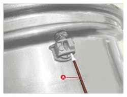 Fig. 2: Remove the screw using a torx driver, as shown here. Fig. 2: Remove the screw using a torx driver, as shown here.