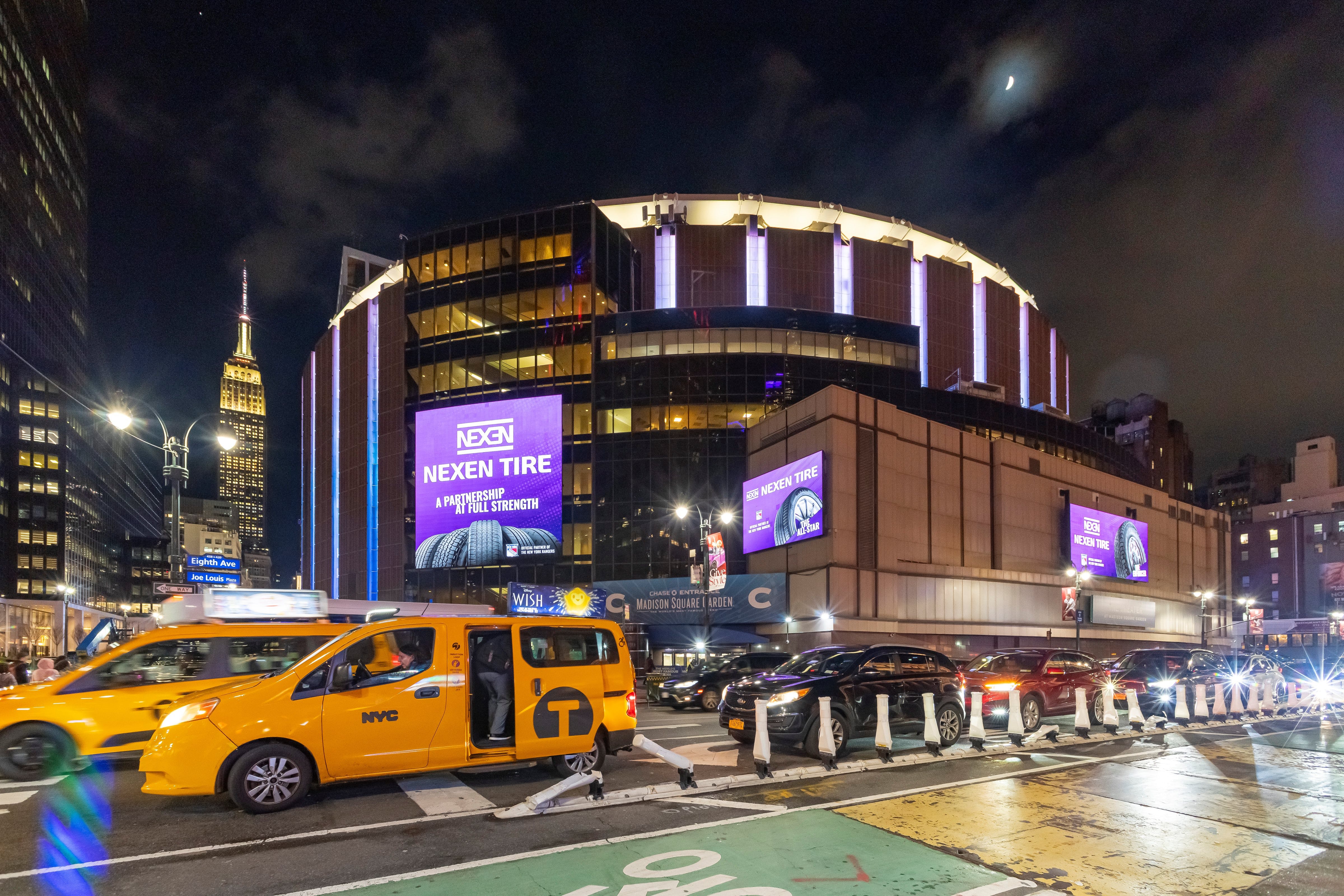 Throughout the partnership, the Nexen Tire logo and advertisement will appear on numerous marketing assets including digitally enhanced dasherboards, billboards, in-arena branding, signage at Madison Square Garden and more.