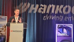 “We need to make a profit and you need to make a profit,” Rob Williams, president of Hankook Tire America Corp., told attendees at the company’s Partners Day event. “That’s what a true partnership is all about.” “We need to make a profit and you need to make a profit,” Rob Williams, president of Hankook Tire America Corp., told attendees at the company’s Partners Day event. “That’s what a true partnership is all about.”