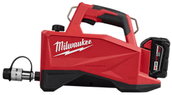 According to Milwaukee officials, using the M18 Redlithium XC5.0 Battery Pack, the new hydraulic pump can complete up to 20 lifts, 100 splits or 175 spreads on a single charge.