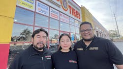 The company&rsquo;s tagline - &ldquo;At Amigo Tires, we&rsquo;re your amigos&rdquo; - is more than just a slogan, according to Karla Enriquez, the dealership&rsquo;s marketing manager (center, with right, Mario Cota, Amigo Tires&rsquo; general manager, and left, Enrique Bulnaro, who founded Amigo Tires in 2015.)