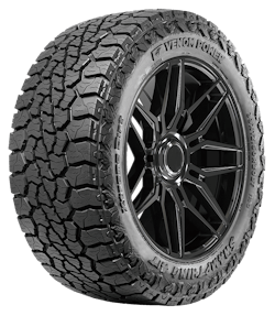Features of the tire include a unique tread pattern to tame road noise; an aggressive dual-sidewall lug for enhanced biting edge; and more.
