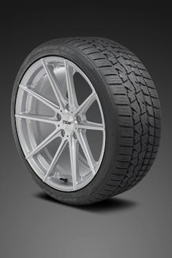 A 60,000-mile limited treadwear warranty backs the Motivo 365 and features an asymmetrical tread pattern for driving in wet conditions.