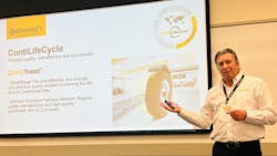 “Our main growth focus is independent dealers,” Shaun Uys, vice president, truck tires, U.S., Continental Tire the Americas LLC, said during a recent event at the company’s new Retread Solutions Development Center in Rock Hill, S.C. “Our main growth focus is independent dealers,” Shaun Uys, vice president, truck tires, U.S., Continental Tire the Americas LLC, said during a recent event at the company’s new Retread Solutions Development Center in Rock Hill, S.C.