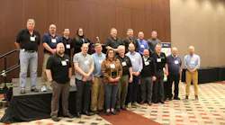 'Last year, we had 85 booths,' says Katie Maguire, executive director of the New England Tire and Service Association (NETSA.) 'This year, we sold out 107 booths.' (Here, past and present NETSA board members present the 2024 NETSA President Award to Pam LaFleur, a past NETSA president, in recognition of her many years of service to the association.)