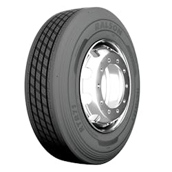 Other features of the tire include tread to handle high-scrub and severe torque conditions; corrugated cooling fins to dissipate heat; a chamfered solid shoulder for eve shoulder wear; a balanced rib ratio; a wide four-belt package for uniform ground connection; and more.