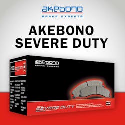 “We are pleased to announce the release of these 14 new severe duty part numbers expanding coverage for over 11 million VIO adding late-model coverage for Chrysler, Ford, GMC and Nissan,” says Kirby Pruitt, product development manager at Akebono Brake Corporation. “We are pleased to announce the release of these 14 new severe duty part numbers expanding coverage for over 11 million VIO adding late-model coverage for Chrysler, Ford, GMC and Nissan,” says Kirby Pruitt, product development manager at Akebono Brake Corporation.