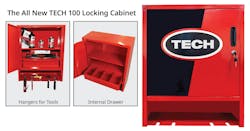 The TECH 100 Cabinet has been a mainstay in shops and garages for decades. This next-generation cabinet features a single locking door, optimized shelving to maximize capacity, an internal drawer for organizing small items and hangers for frequently used pneumatic or hand tools.
