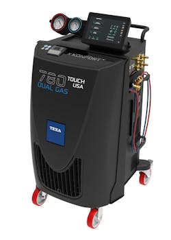 “The Texa 780 dual gas is unique to the market, because this machine provides two completely separate internal systems to support the dual gas service, which means no cross contamination during service,” says Fabio Mazzon, technical manager, Texa USA. “The Texa 780 dual gas is unique to the market, because this machine provides two completely separate internal systems to support the dual gas service, which means no cross contamination during service,” says Fabio Mazzon, technical manager, Texa USA.
