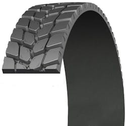 A complement to the Michelin X Works D new tire, the retread features traction in new and worn conditions, stone ejectors and unique siping to minimize stone retention and improve wear mileage. A complement to the Michelin X Works D new tire, the retread features traction in new and worn conditions, stone ejectors and unique siping to minimize stone retention and improve wear mileage.