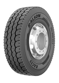 The tire features an enhanced chip/cut compound for durability and an open shoulder design with shoulder ejectors for maximum use on and off the highway. The tire features an enhanced chip/cut compound for durability and an open shoulder design with shoulder ejectors for maximum use on and off the highway.