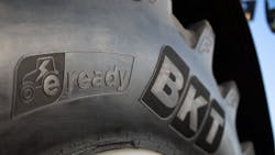 BKT's E-Ready logo will appear on products the company makes for electricity-powered equipment. BKT's E-Ready logo will appear on products the company makes for electricity-powered equipment.