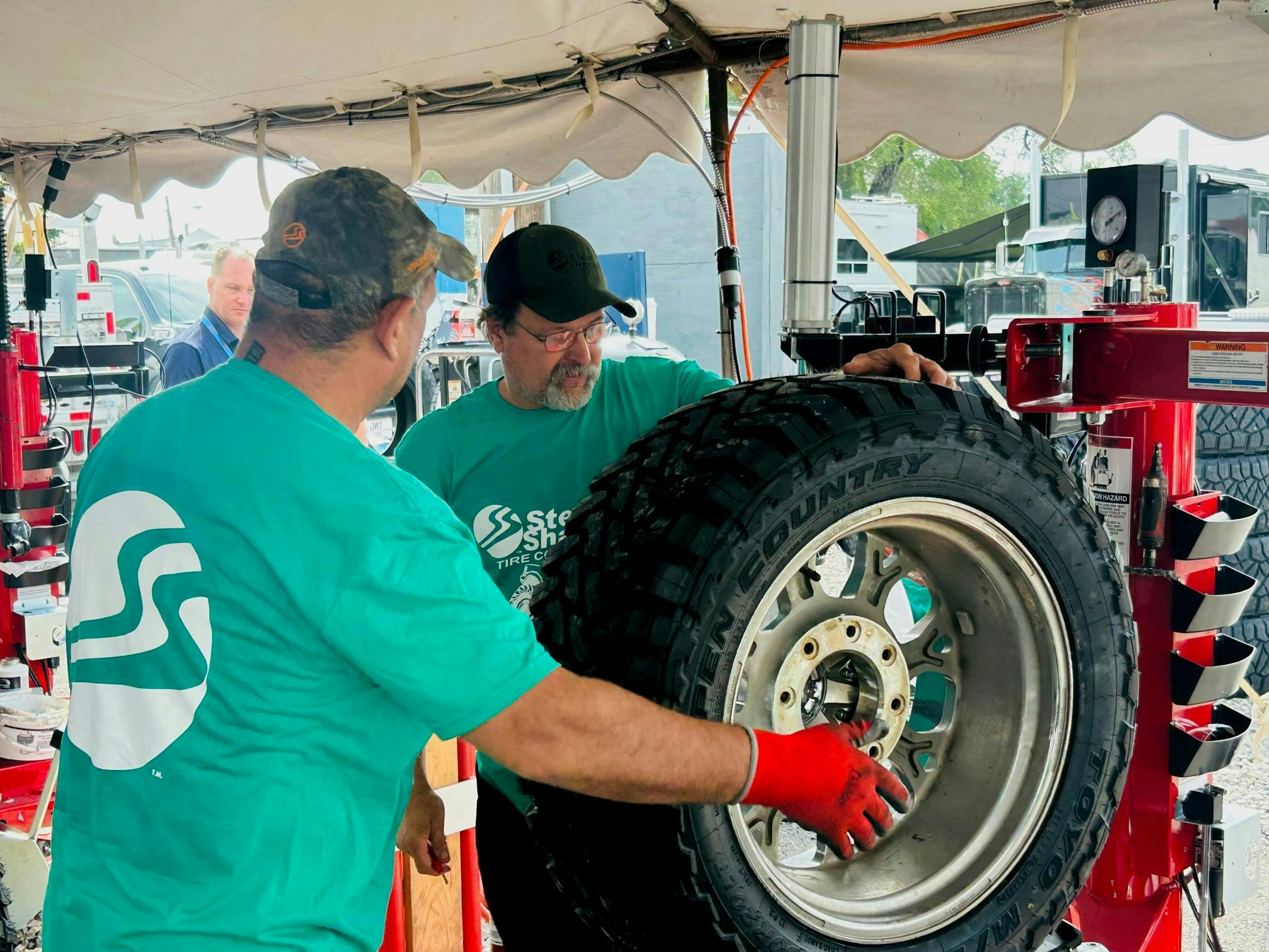 Steve Shannon Tire technicians mounted a seemingly non-stop wave of tires purchased during the jamboree.