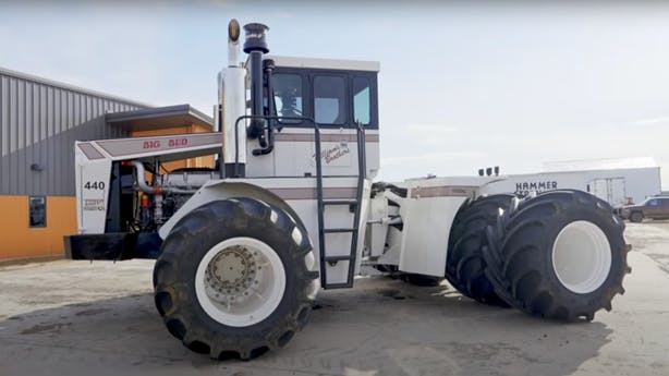The Big Bud 747 Series tractor will be at the Titan booth along with the Big Bud 440 (pictured) Series tractor fitted with LSW1000/45R32 Optitrac Goodyear farm tires.