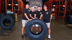 Three generations of the Swentzel family celebrated S&S Tire’s 50th anniversary. (From left to right, Brock Swentzel, president of wholesale; Paul Swentzel, S&S Tire’s founder; Austen Swentzel, vice president of commercial sales; and Brooks Swentzel, S&S Tire’s president.)