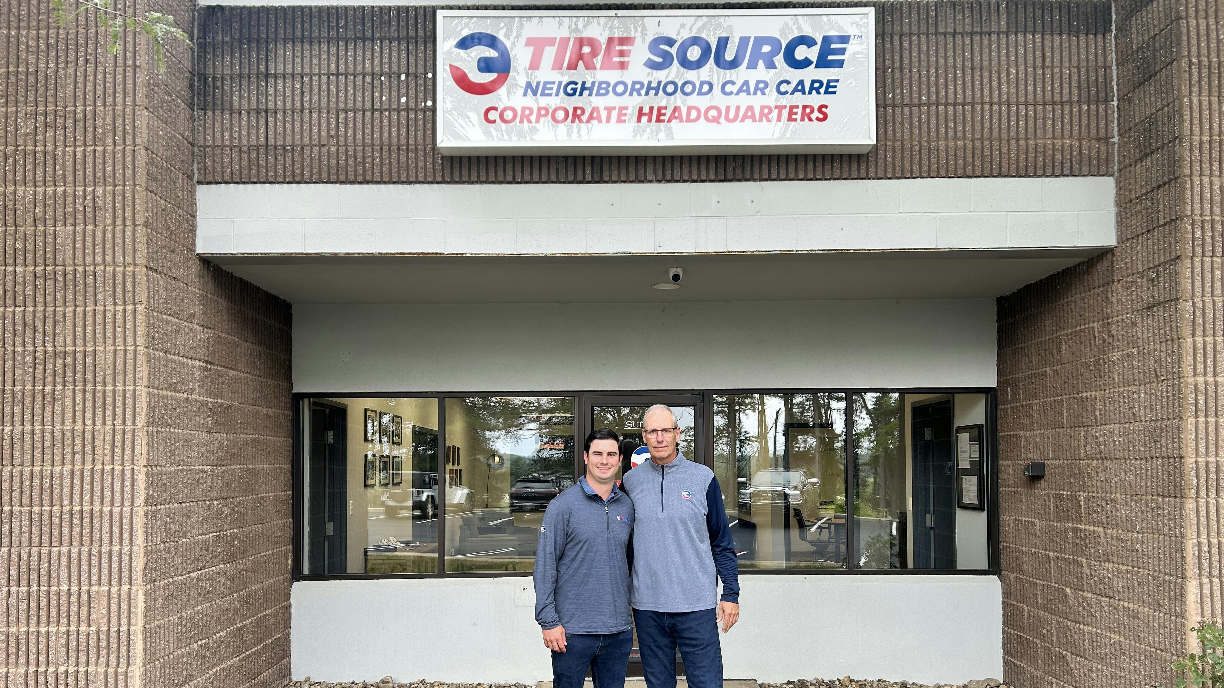 Tom (right) and TJ White of Akron, Ohio-based Tire Source turned their new corporate office space into an extra warehouse for restocking their six retail stores.