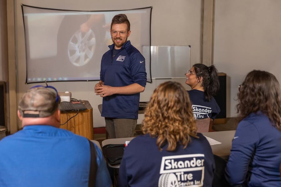 Alex Skander, owner of Evans City, Pa.-based Skander Tire & Auto Service, hired an expert to teach ASL to his employees. Skander says he and his employees who don't have a hearing disability now often use ASL when communicating with each other.