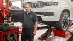 “Alignments are a virtuous service that’s in the customer’s best interest - especially, when taking into account modern tire prices,” says Pete Liebetreu, vice president of product management and marketing at Hunter Engineering Co. (Pictured, a technician from Blain’s Farm & Fleet in Morton, Ill., performs an alignment.) “Alignments are a virtuous service that’s in the customer’s best interest - especially, when taking into account modern tire prices,” says Pete Liebetreu, vice president of product management and marketing at Hunter Engineering Co. (Pictured, a technician from Blain’s Farm & Fleet in Morton, Ill., performs an alignment.)