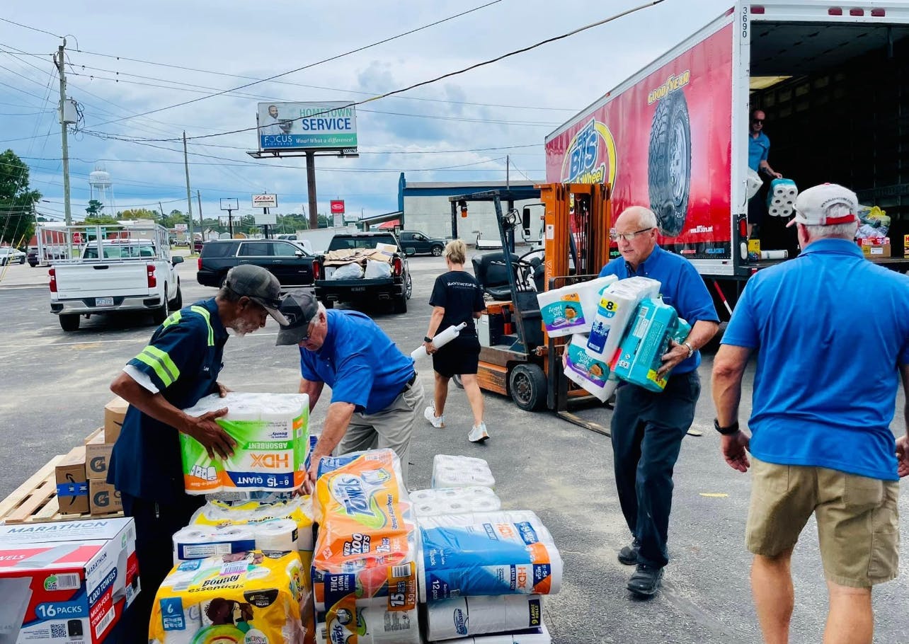 Rick Benton says that Black’s Tire Service stores and BTS Tire & Wheel distribution centers have collected and sent about 30 truckloads of supplies down to the areas affected by the hurricane since the company first started accepting donations in late September.