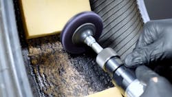 “The EV Adhesive Removal Kit significantly reduces adhesive removal time from 20 minutes to five minutes,” says Lewis Whitfield, general manager, Rema Tip Top. “The EV Adhesive Removal Kit significantly reduces adhesive removal time from 20 minutes to five minutes,” says Lewis Whitfield, general manager, Rema Tip Top.