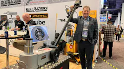 Gaither Tool Vice President Jeff Alexander demonstrates the company's newest jack, which is powered by an 18-volt battery.