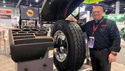 Scott Reinholt says the Cemb C-350 wheel balancer offers versatility for tire dealers who handle both consumer and commercial tires. Scott Reinholt says the Cemb C-350 wheel balancer offers versatility for tire dealers who handle both consumer and commercial tires.